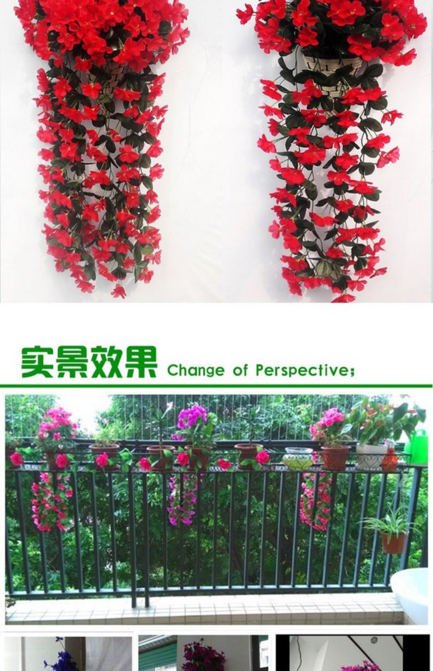 Hoa giả hoa giả tím treo hoa nho treo tường treo hoa lan treo giỏ hoa phòng khách ban công trang trí hoa - Hoa nhân tạo / Cây / Trái cây chậu hoa giả đẹp