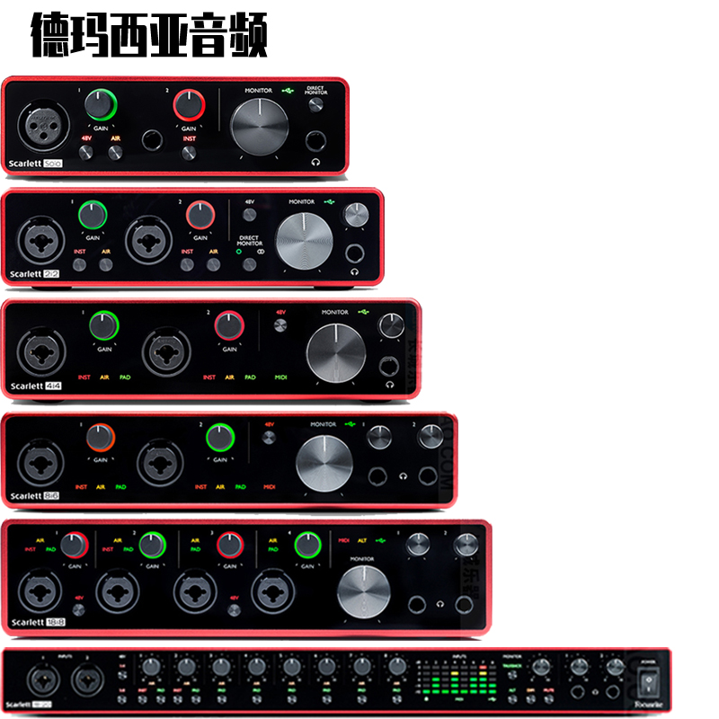 Fox Focusrite Scarlett Solo 2i2 4i4 4i4 18i8 18i20 18i20