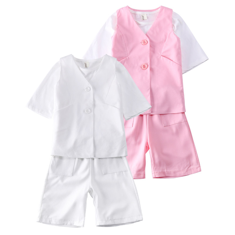 New Children's Clothing Spring New Suits Children's Long Vest Vest Five-point Pants Three-piece Sleeve T-shirt Three-piece Set
