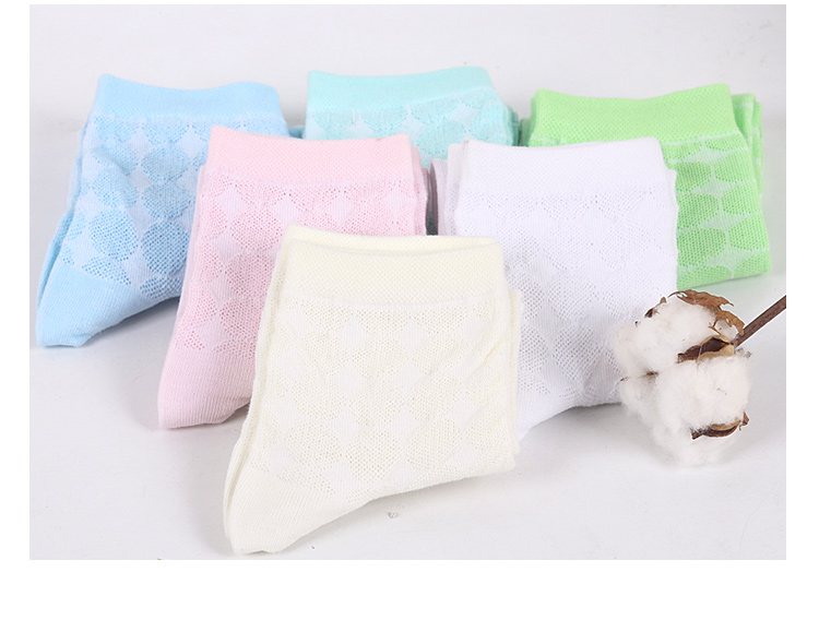 Langsha vớ nữ mùa hè mỏng trong vớ vớ cotton màu rắn lưới cotton thoáng khí vớ nữ mùa hè - Vớ bông tất vớ nữ