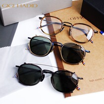 GIGI HADID Yu Wenle glasses myopia sunglasses men AND women polarized clip-on sunglasses round frame double layer two-layer tide