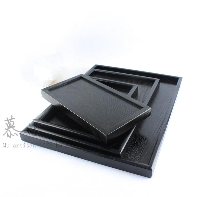 Nhật bản-phong cách khay gỗ với xử lý hình chữ nhật lưu trữ bằng gỗ khay trà sáng tạo retro khay gỗ hộ gia đình đơn giản tấm ăn tối đũa gỗ