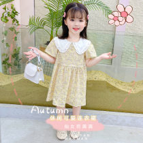 2022 Summer new girls dress Children pure cotton small crummy dress with dress and summer clothes childrens baby art and art