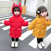 Ballabala childrens down clothes womens baby mid-length baby white duck suede foreign gas and children plus suede thickened jacket