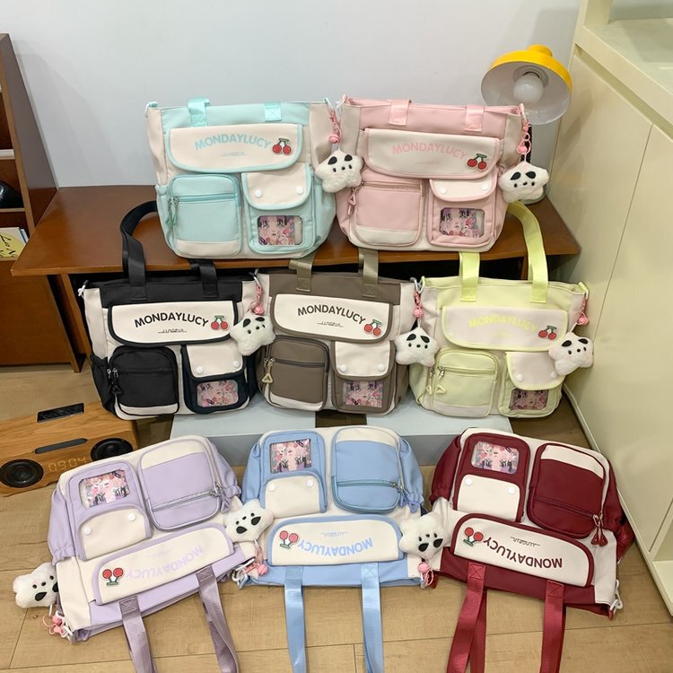 Canvas Bag for Girls, New Style for Middle School Students, Cute Elementary School Students' Tutoring Bag, Tote Bag, Tutoring Bag for Girls, Single Shoulder Crossbody Bag