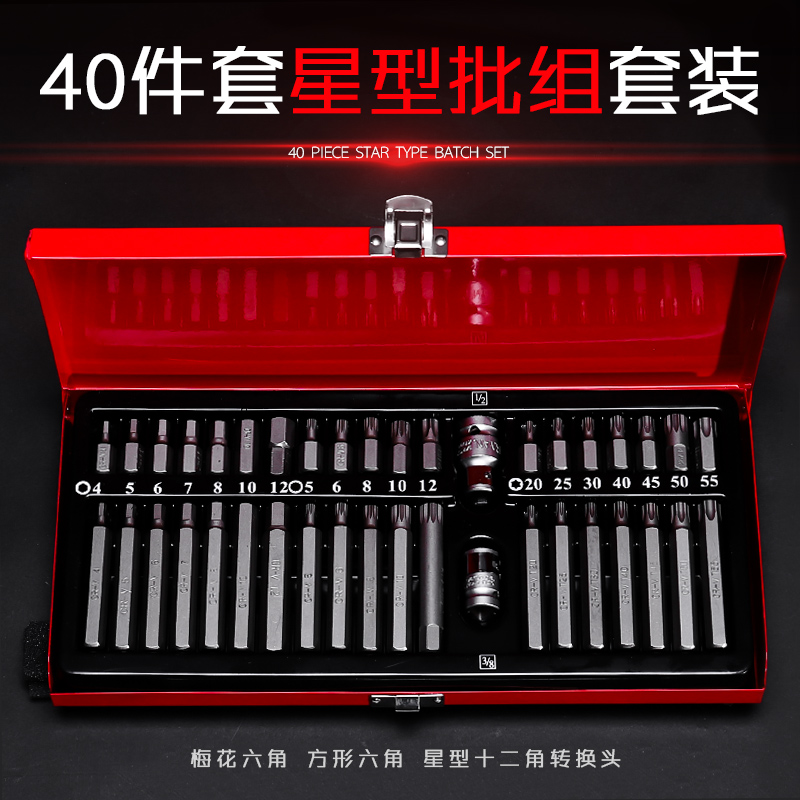 40-piece star batch set Allen wrench set combination auto repair tool spline flower type twelve plum blossom batch head
