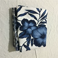 Hoa huệ trắng bông cotton lớn màu xanh và trắng hoa tự làm quần áo vải thủ công cách hai mét vải cotton 2 chiều