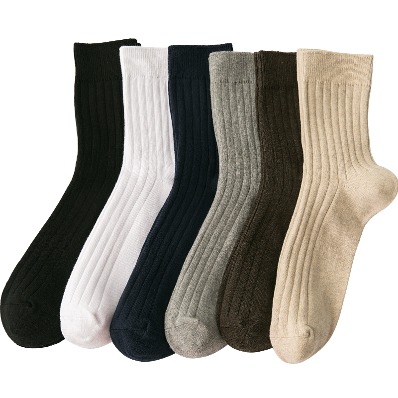 Day Ensemble Black Cotton Medium Cylinder Socks Spring Autumn Seasons Sports High Cylinder Thickness White Long Socks Man No Bones Deodorant Absorb Sweat
