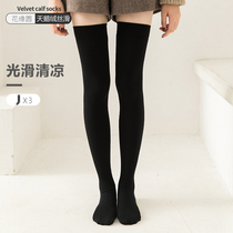 women's spring summer silk stockings high knee high thin cotton socks black cute anti odor JK ins trendy