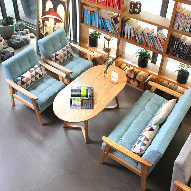 Dairy Tea Shop Dessert Cafe Soliwo Fresh Double Sofa Negotiations Reception Card Seat and Chair Combination