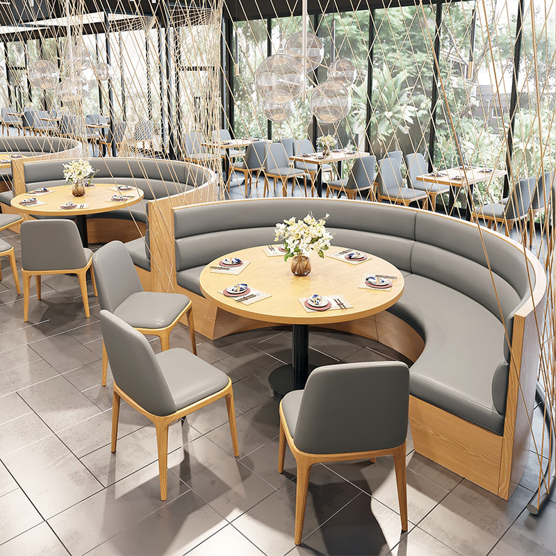 Customized Hotel Western Restaurant Theme Restaurant Restaurant Barbecue Hotel Barber Hotel Barber Hotel by wall seat sofa table and chair combination