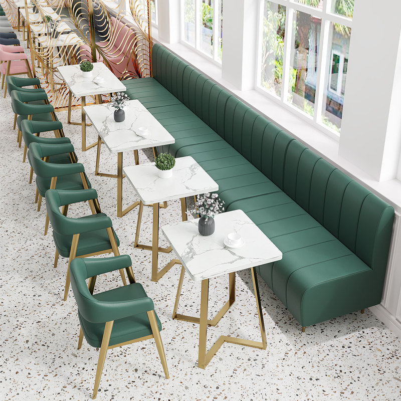 Net red Qing fresh dessert milk tea shop café snack dining shop cafeteria cafeteria cafeteria sofa table and chair combination