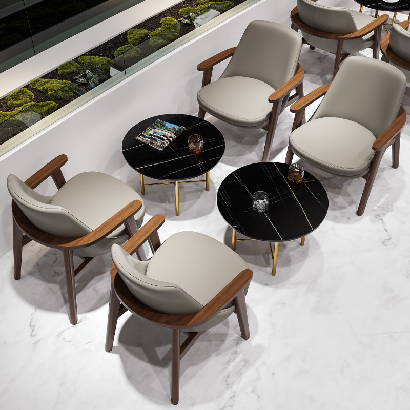 Dessert milk tea shop café solid wooden chair light luxury board table to negotiate reception card sofa table and chair combination