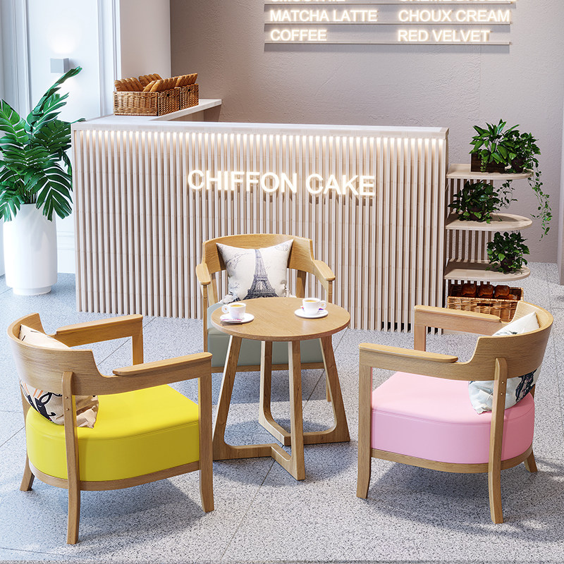 Milk Tea Shop Cafe Bakery Cake Shop Simple Fresh Sofa Dessert Shop Casual Sofa Table and Chair Combination