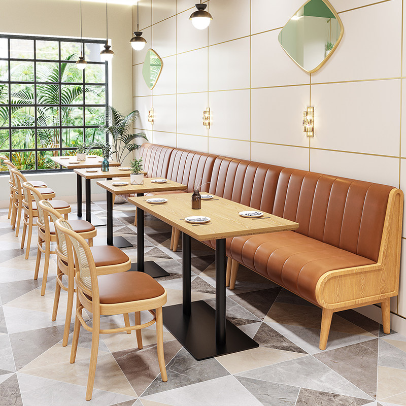 Cafe Milk Tea Bar Restaurant Wall Sofa Card Seat Restaurant Hamburg Shop Chain Co., Ltd. Simple Leisure Table and Chair Combination