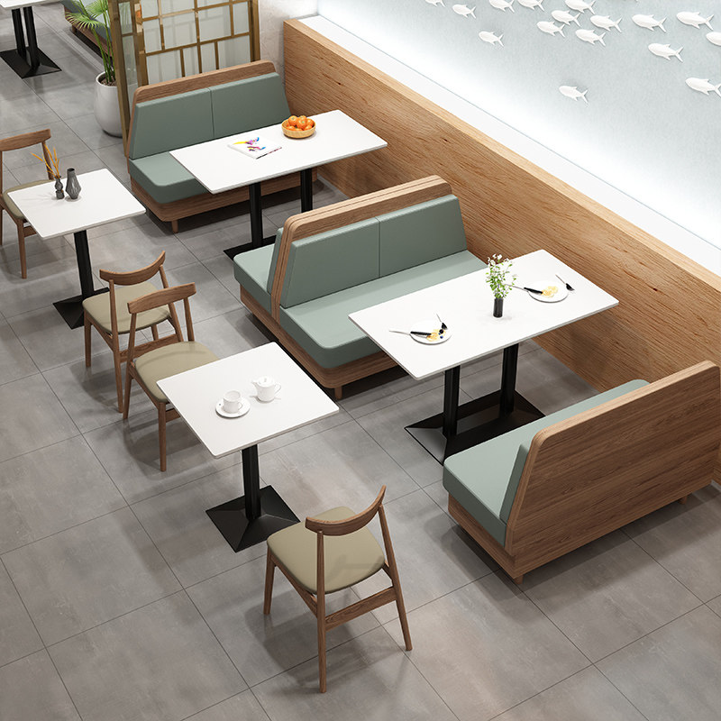 Customized theme restaurant western restaurant tea restaurant snack bar canteen wall card seat sofa table and chair combination