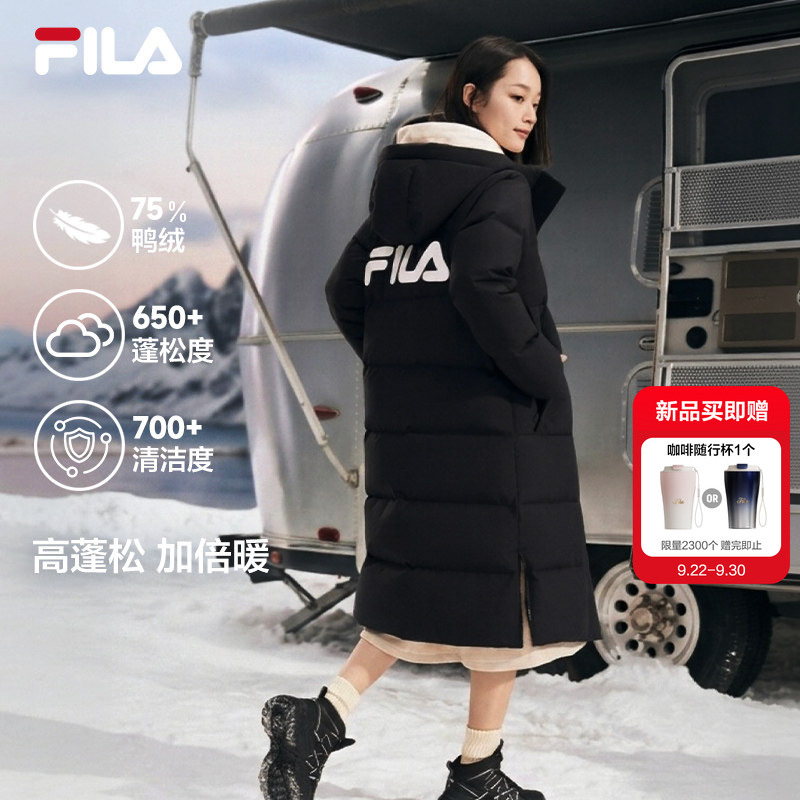 Fila Puffy down Jacket | Fila Women's down Jacket Winter Thickened Hooded Long Warm Sports Coat