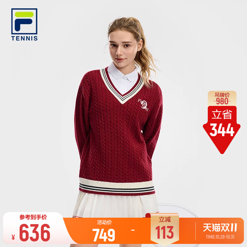 Fila Official Couple Style Knit Top Spring Women's Tennis Sports Long-Sleeve Pullover Sweater Cardigan Fila Official Couple Style Knit Top Spring Women's Tennis Sports Long-Sleeve Pullover Sweater Cardigan