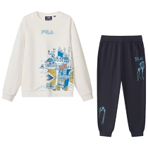 FILA KIDS FILA childrens clothing childrens suit 2024 new autumn new boys round neck casual sweatshirt trousers