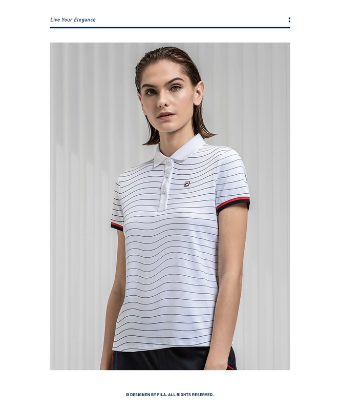 FILA Fila Official Áo sơ mi nữ tay áo ngắn 2019 Mùa xuân Mới giản dị đan áo sơ mi ngắn tay - Áo polo thể thao