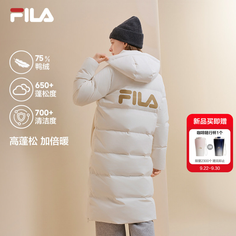 Fila Puffy down Jacket | Fila Women's Long down Jacket Winter Anti-Stain Hooded Sports Warm Coat