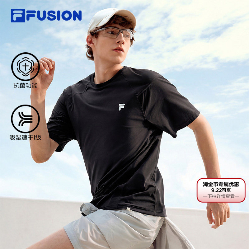 Fila Fusion Trendy Quick-Drying Short-Sleeved Shirt 26 Summer New Women's Fitness Sports Couple T-Shirt Men
