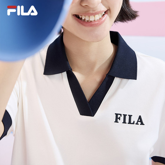 FILA 폴로 드레스 여성 2024 여름 신작 캐주얼 슬림 우아한 드레스 롱 스커트