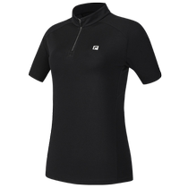 FILA official womens knitted short-sleeved shirt 2024 autumn new outdoor sports half-zip basic T-shirt