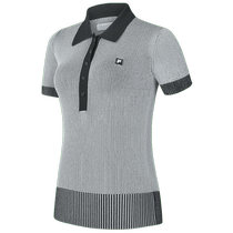 FILA official womens knitted shirt 2024 autumn new golf sport contrasting lapel short-sleeved top