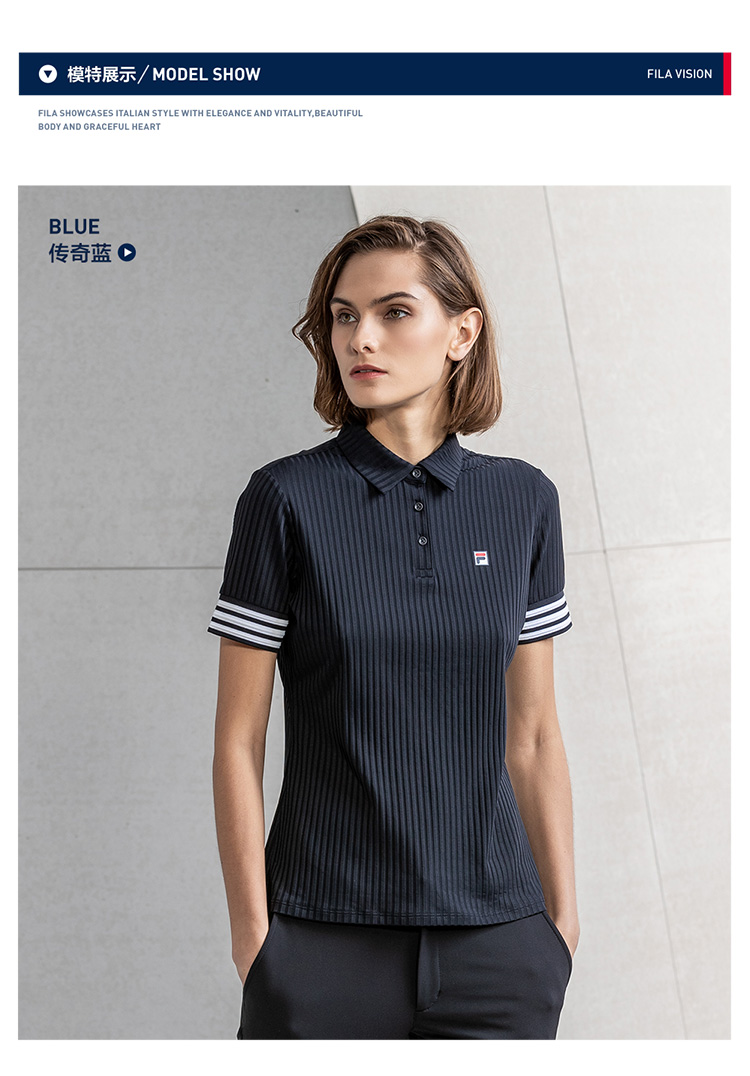 FILA Fila Official Áo sơ mi nữ tay ngắn 2019 mùa xuân mới thể thao thường đan nữ - Áo polo thể thao áo polo man