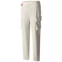 FILA official womens woven trousers 2024 summer new outdoor style basic sports straight pants