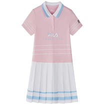 FILA KIDS斐乐童装女小童连衣裙2024夏季新款儿童运动百褶针织裙