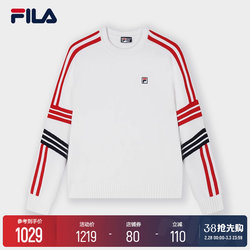 FILA Knitted Sweater Women's 2023 Winter New Casual Striped Contrast Color Pullover Sweater