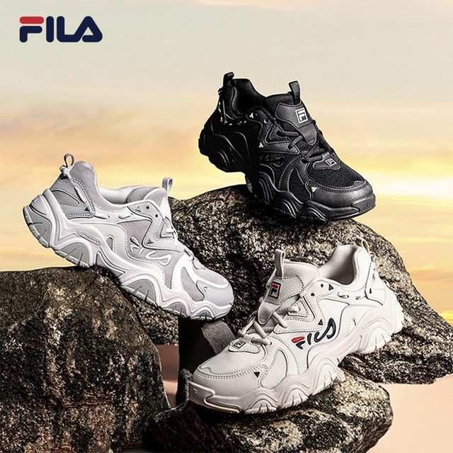 FILA official cat claw shoes 4 women's shoes couple dad shoes black shoes retro sports casual shoes men's shoes