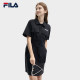 FILA 짠 드레스 여성 2024 여름 신작 패션 느슨한 옷깃 허리 작업 드레스 롱 스커트