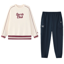 FILA KIDS FILA Childrens Clothing Suit 2024 Autumn New Mens and Large Childrens Sports Sweatshirt and Pants Suit