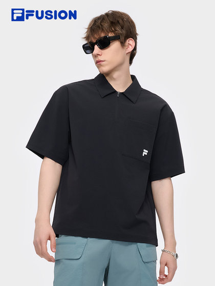 Fila fusion fila 패션 브랜드 남자의 직물 짧은 슬리브 폴로 셔츠 2025 여름 새로운 캐주얼 느슨한 탑
