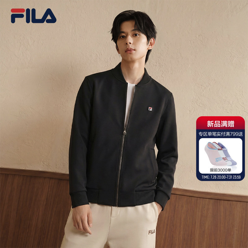 Fila Official Men's Knitted Long Sleeve Jacket Spring and Autumn Casual Commuting Business Executive Baseball Jacket Top