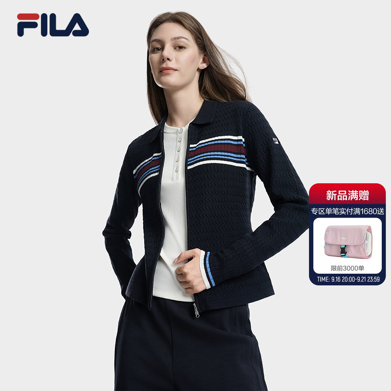 [Wang Anyu Recommends] Fila Textured Knitwear | Fila Official 26 Winter New Collection Women's Knit Jacket Sweater
