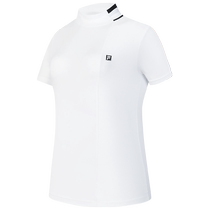 FILA official womens knitted short-sleeved shirt 2024 autumn new golf sports white half turtleneck T-shirt