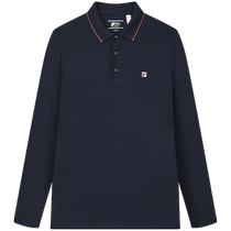 FILA official mens knitted long-sleeved POLO shirt 2024 autumn new casual simple basic top