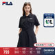 FILA 짠 드레스 여성 2024 여름 신작 패션 느슨한 옷깃 허리 작업 드레스 롱 스커트