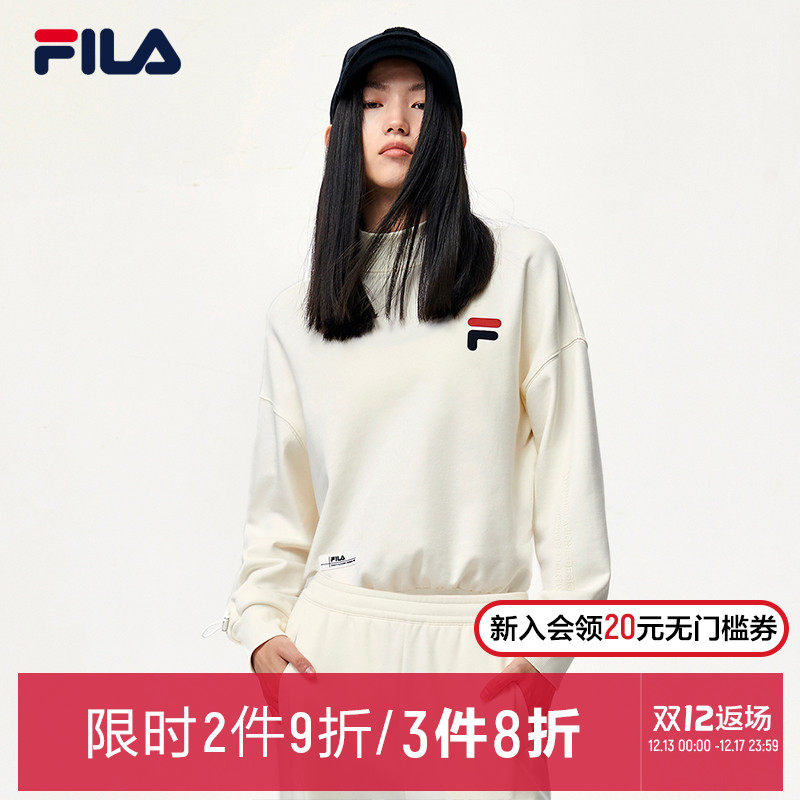 FILA official women's pullover sweater autumn new casual trend fashion half-high collar short sweater