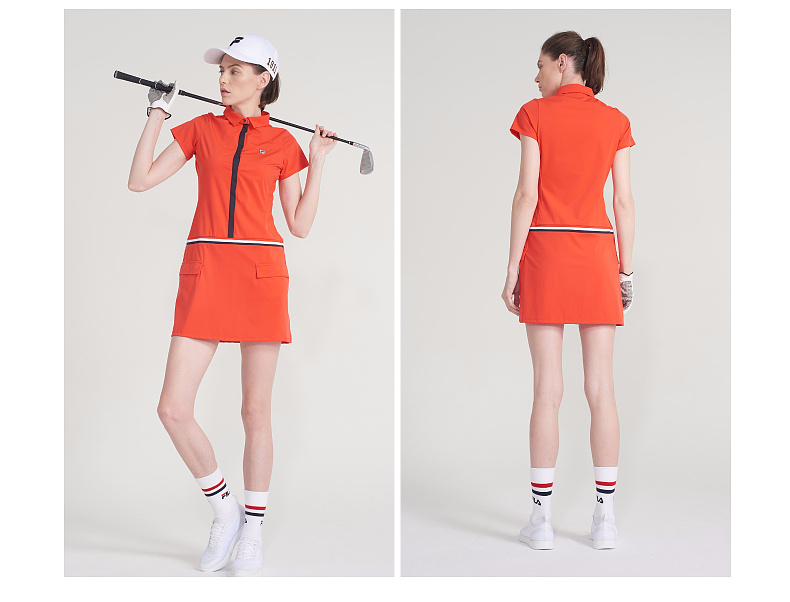 Fila fila golf phụ nữ dress 2018 new simple thanh lịch ngắn tay áo polo cổ áo dress quần áo adidas nữ