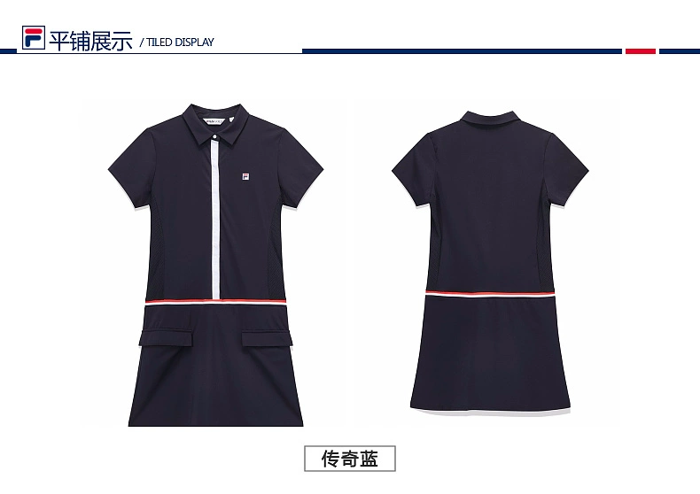 Fila fila golf phụ nữ dress 2018 new simple thanh lịch ngắn tay áo polo cổ áo dress