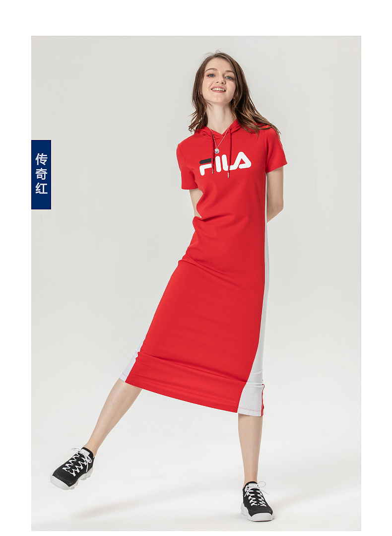 FILA Fila váy 2018 thể thao giản dị mới đơn giản và thanh lịch trùm đầu đầm áo khoác nữ thể thao