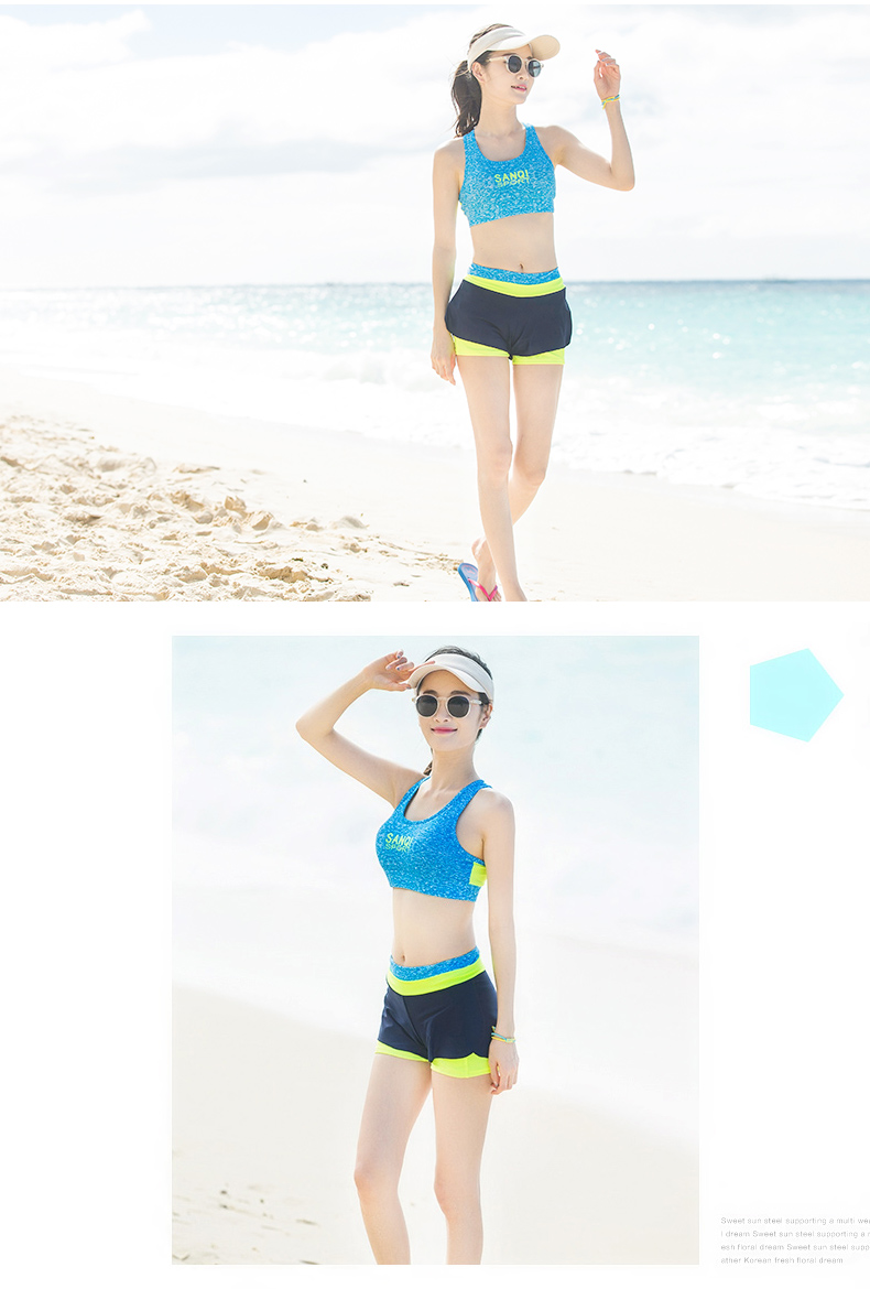 Ba lẻ đồ bơi nữ bảo thủ chia boxer shorts thể thao mặc bikini ngực nhỏ tập hợp sinh viên slim kích thước lớn đồ bơi đồ bơi 2 mảnh đẹp