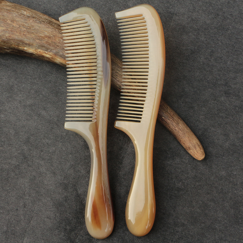 Natural white Yak horn comb Men's and women's comb Straight hair smooth hair comb Dense teeth smooth anti-hair loss Electrostatic large massage comb