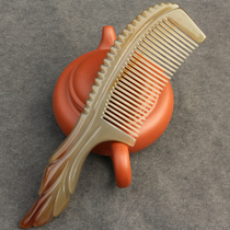 Natural white cattle angle massage comb art carving pattern straight hair comb thickness anti - static large number