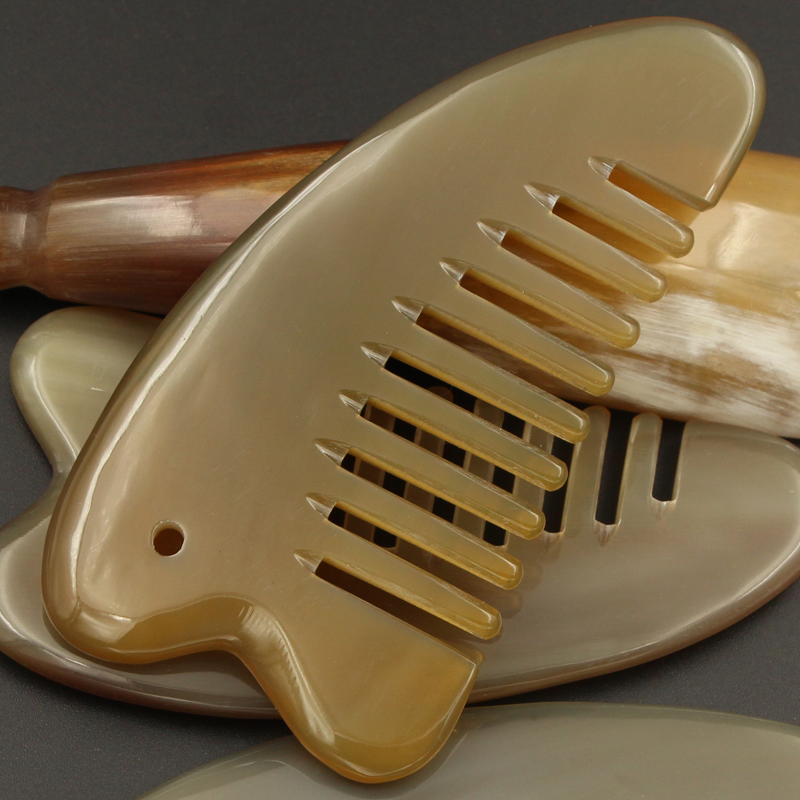 Natural white yak horn scraping head massage comb Horn comb wide tooth comb Coarse tooth comb Scraping plate Scraping plate